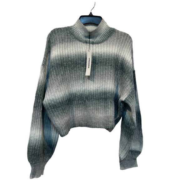 VIGOSS Women's Ombr​é Dropped Shoulder Cropped Mock Neck Sweater Size Large NEW! - Picture 9 of 12